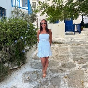 Revolve blue pin stripped mini dress